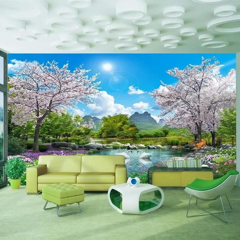 3d Nature Landscape Wallpaper Swan Lake Wall Paper Living Room Bedroom Wall Mural Frescoes Home Decor
