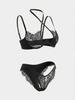 Sexy Underwire Lace Trim Mesh Lingerie Set