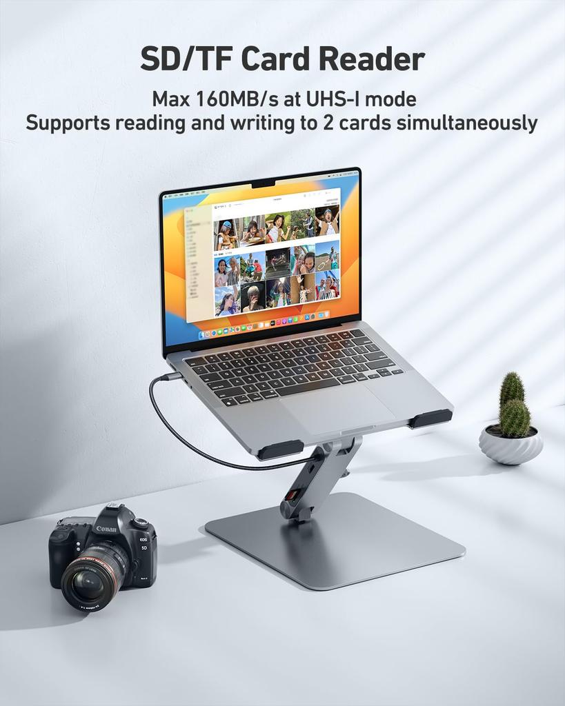 BENFEI Laptop Stand USB-C 7-in-1 Docking Station, HDMI 4K@60Hz, SD X 1, Micro SD X 1, 100W Power Delivery, 10Gbps, USB-C 3.2 X 1, USB-A 3.2 X 2, Compa