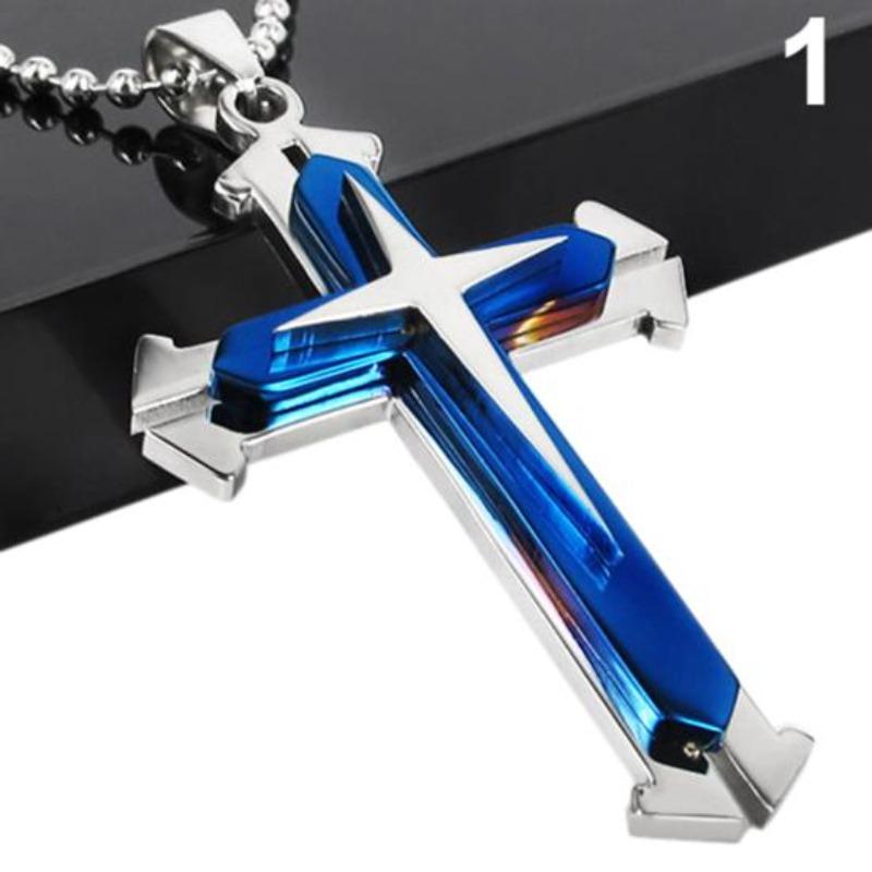 Herren Kreuz Anhänger Edelstahl Kette Halskette Schmuck Charm Geschenk