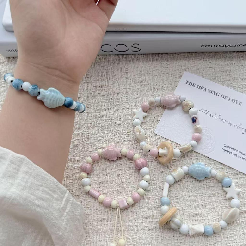 Jingdezhen Handmade Fish Beaded Adjustable Ceramic Bracelet - Ins Style Accessories