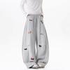 Pantaloni Jogger Unisex Retro con Grafica di Cane Ricamata Vestibilità Larga Pantaloni della Tuta Casual per Adolescenti Adulti