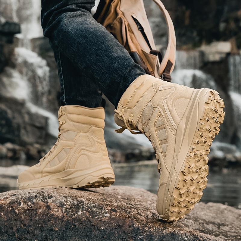 Herren Kletterschuhe Taktische Stiefel Wasserdicht Militärisch Hohe Qualität Motorrad Jagd Wanderschuhe Atmungsaktive Stiefel