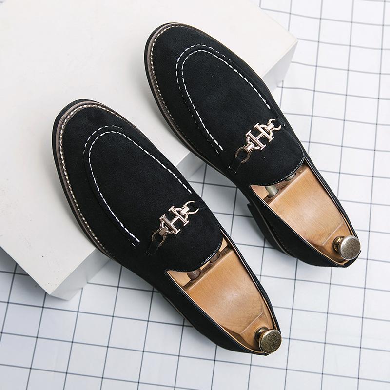 

Men s shoes summer pointed British matte suede business casual leather shoes men lazy one pedal Doudou shoes men 38