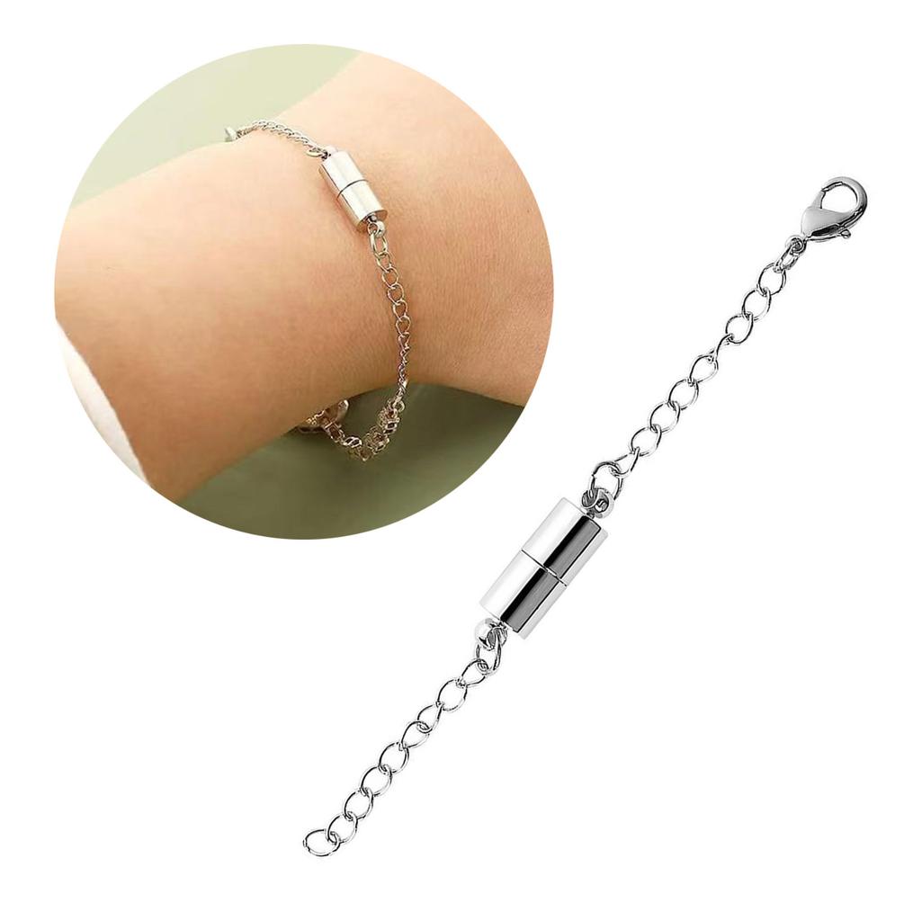 4 Pieces Pack Adjustable Chain Extender Set for Jewelry Making Gold/Silver Convenient Magnetic Clasp Extension Chain