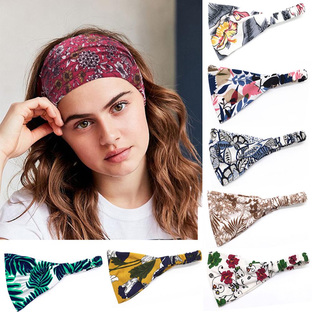 Factory Custom Boho Cotton Elastic Headband Women Summer Head Wrap Sports Yoga Headband Hair Bands Hair Accessories