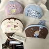 Cute Embroidered Printing Semicircle Coin Purse Cosmetic Bags Portable Travel Storage Bag Sundries Organizer Clutch Bags Gifts