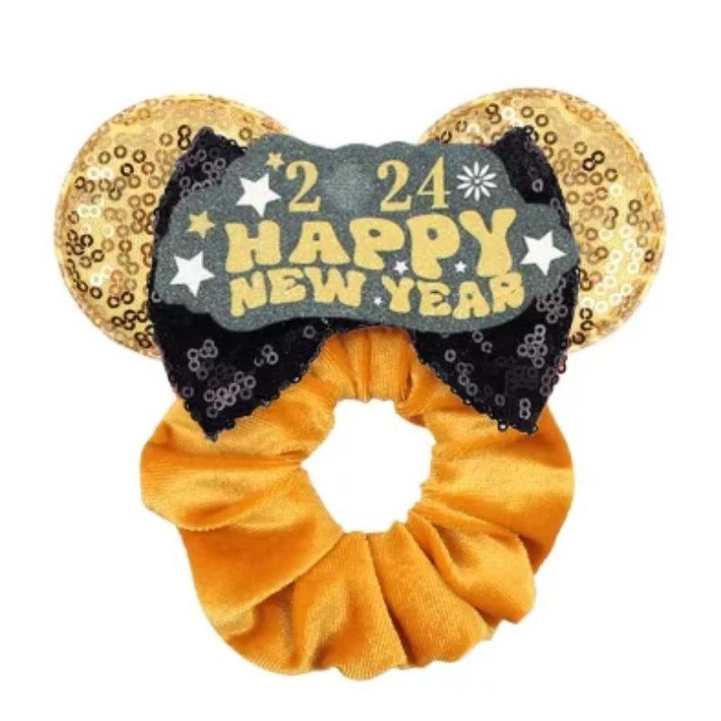 Vánoční Disney Roztomilé Uši Elastické Sametové Čelenky Pro Dívky Flitry 4" Mašle Čelenka Ženy Festivalový Výlet DIY Vlasové Doplňky