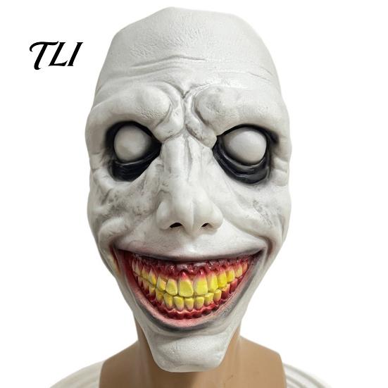 Accessori Costumi Esorcista Spettrale Maschera di Halloween, Faccia in Lattice Jack a Doppio Strato Sinistra Maschere Horror Realistiche Copricapo per Festa, Cosplay Spaventoso