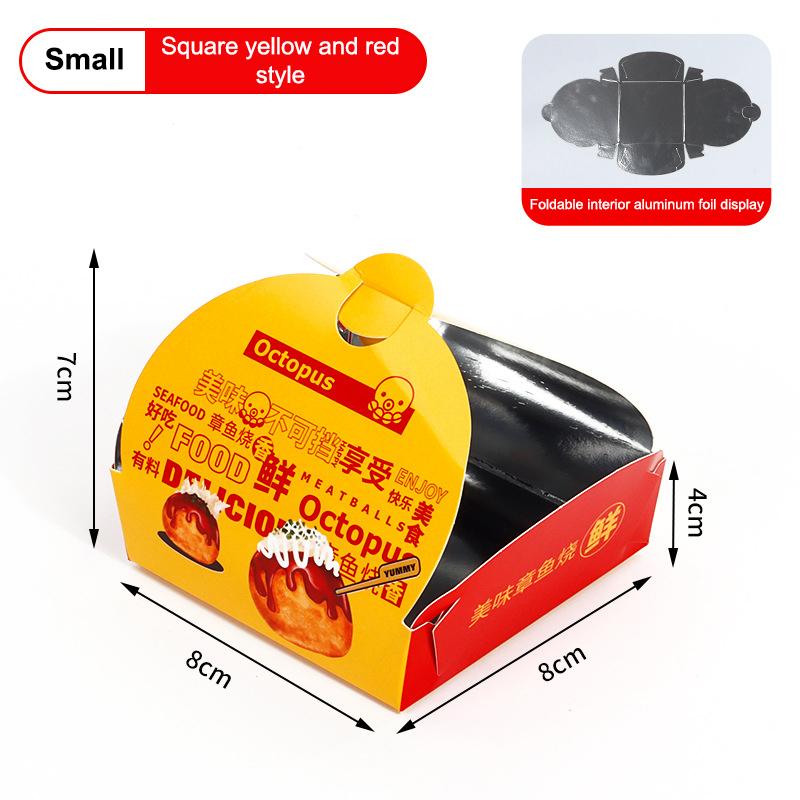 100Pcs Aluminum Film Disposable Octopus Ball Packaging Box Heat Preservation Japanese Street Food Takoyaki Takeaway Snack Pack