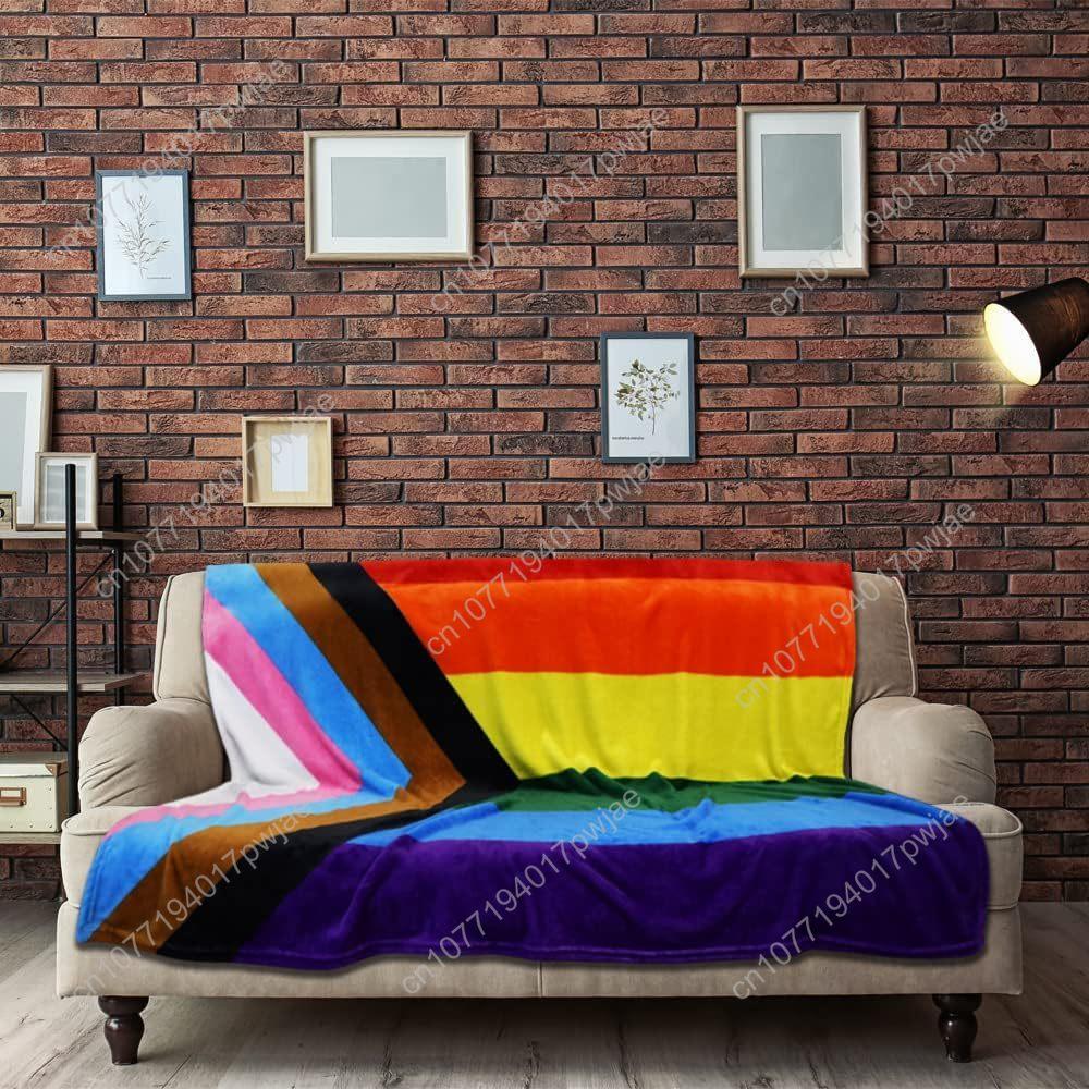 Progress Pride Super Plush Blanket Soft Throw Blanket Perfect for Cuddle Season Progressive Pride LGBT Custom Blankets