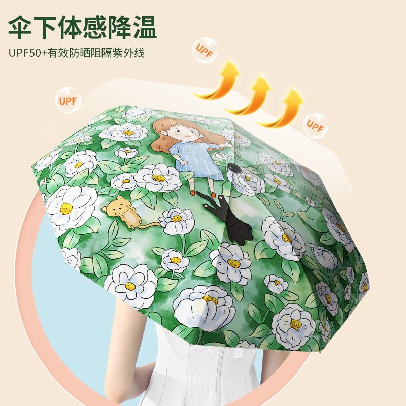 Parasol Thickened vinyl sun protection, UV protection, weather and rain dual-purpose female wind student umbrella high value