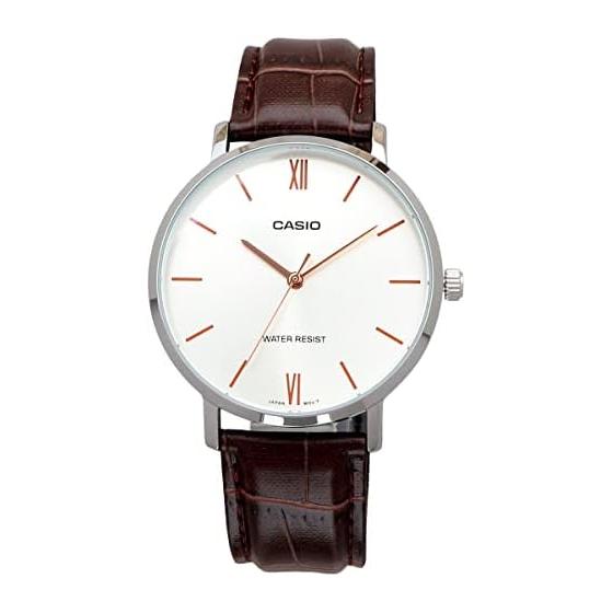 [Casio] CASIO Quartz Men's Watch MTP-VT01L-7B2 Silver X Brown Leather Band Overseas Model [Parallel Import]