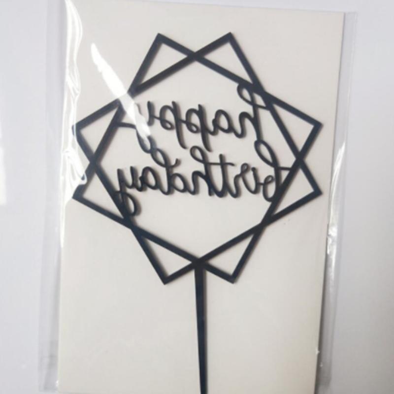 5pcs Cake topper Happy birthday black and white gold creative glitter plug-in multiple happy birthday cupcake toppers