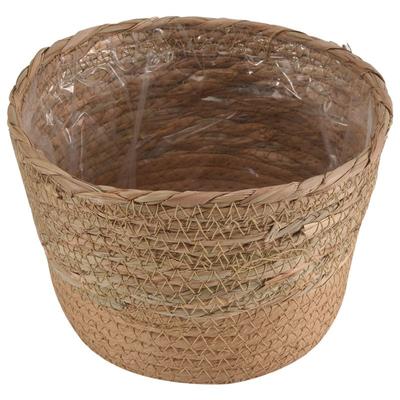 A84E-Straw Weaving Flower Plant Pot Wicker Basket Rattan Flowerpot Storage Basket Handmade Woven Planter Basket Durable M