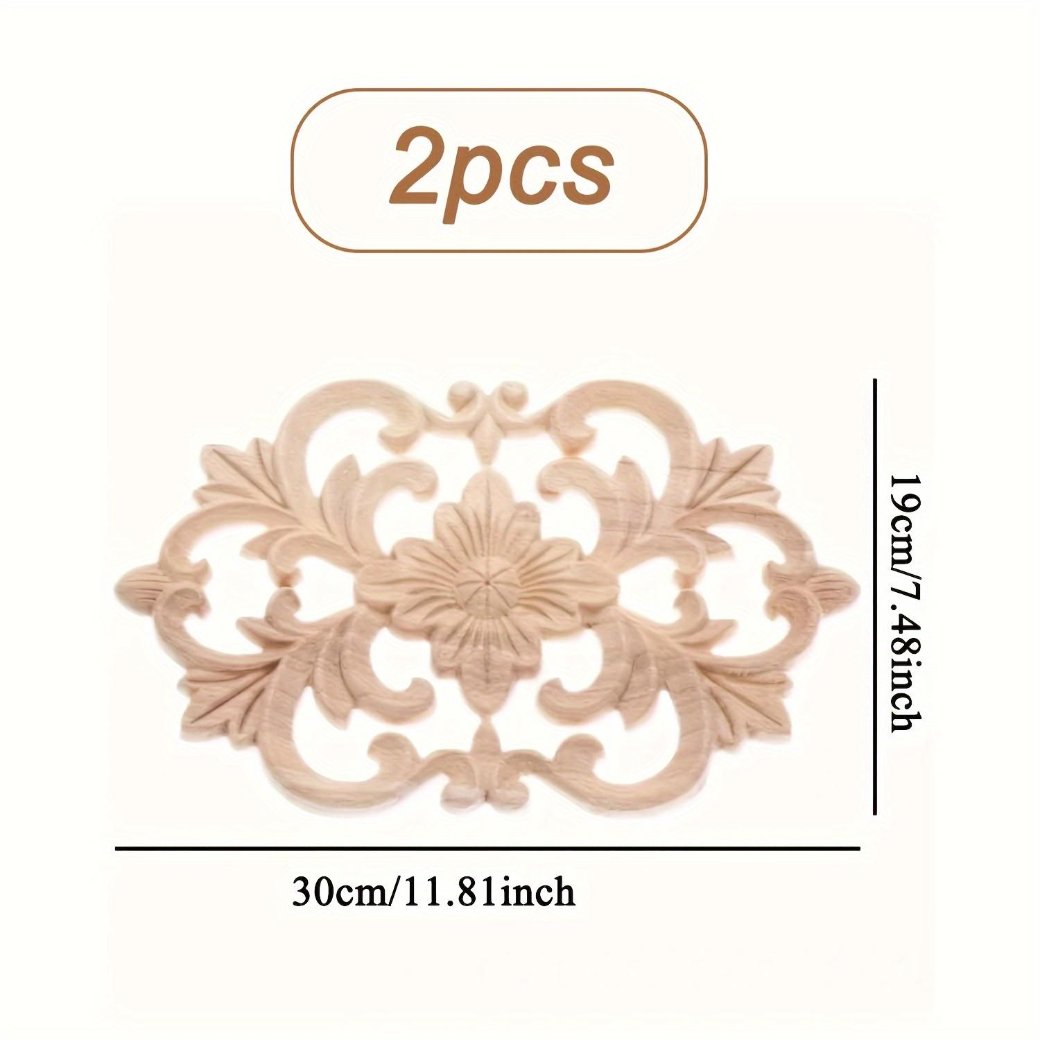 

2 шт. деревянная резная аппликация накладка на мебель угловая рамка наклейка неокрашенная мебель DIY украшение для мебели домашний шкаф дверь 30 x 19cm