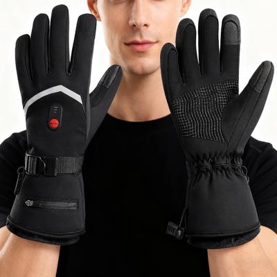 Electric Heated Gloves Motorcycle Winter Moto Heated Gloves Warm Waterproof Rechargeable Heating Thermal Gloves For Snowmobile