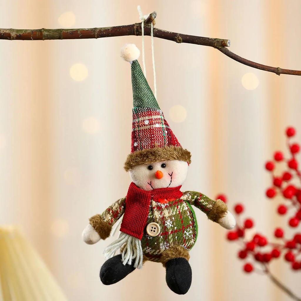 New Christmas Three-dimensional Checkered Cloth Button Ball Pendant Holiday Decoration