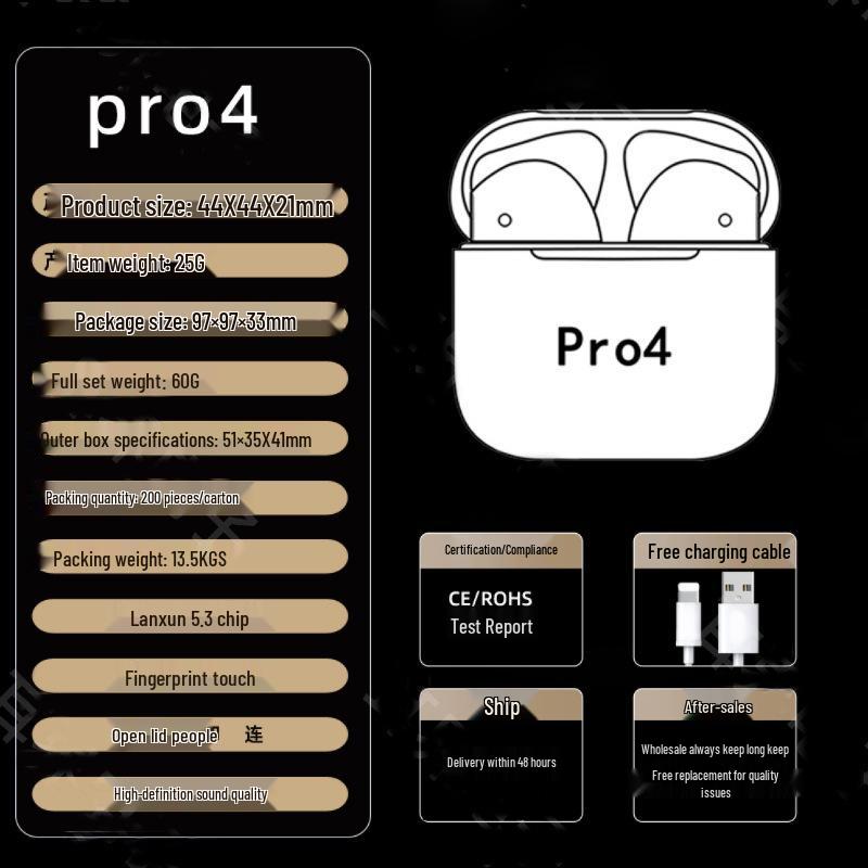 Pro4TWS Bluetooth Wireless Earbuds Compatible with Apple & Android