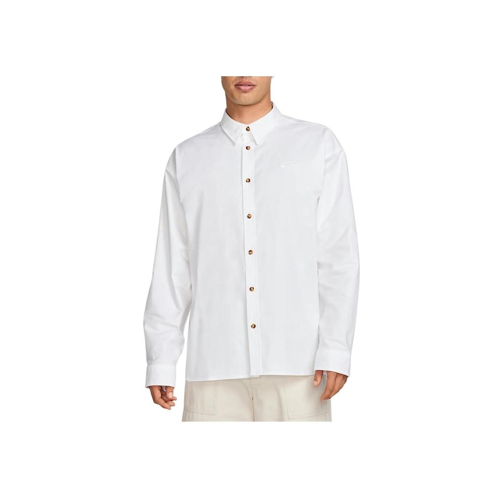 Nike Club Oxford Futura Comfortable Soft Versatile Long Sleeve Shirt Men Shirts White HM9591-100