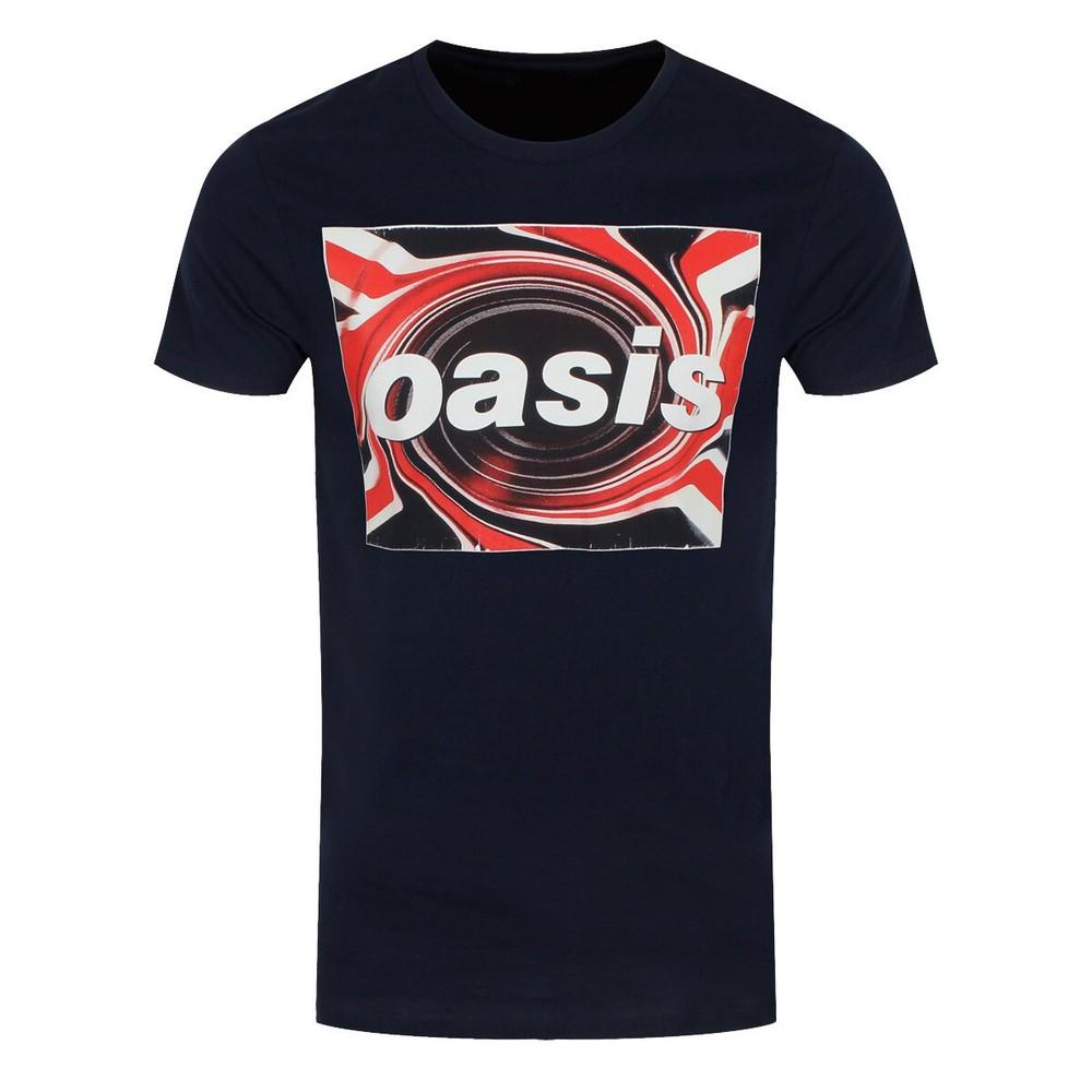 Oasis T-Shirt Union Jack Noel Liam Gallagher Official Band New Navy