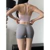 [Big Hip] Back V Mid Waist Peach Shorts High Elastic Knitted Buttock Lifting Fitness Pants Sports Iron Three Pants