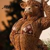Funny Holiday Table Decor Christmas Highland Cow Figurine, Sexy Statue with Santa Hat Durable Resin Art & Xmas Bikini, Creative Desktop Tabletop