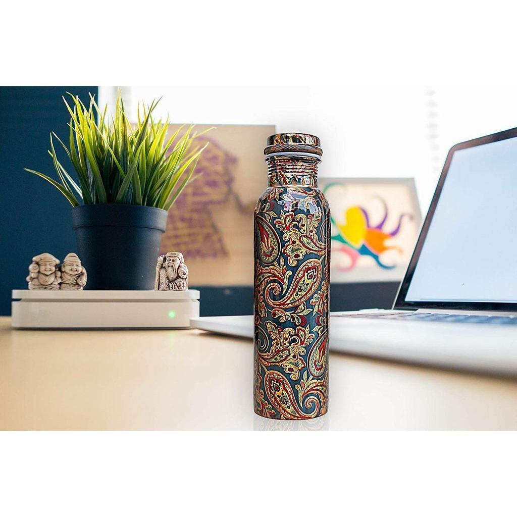 Copper Water Bottle, 1000ML, Set of 1, Green