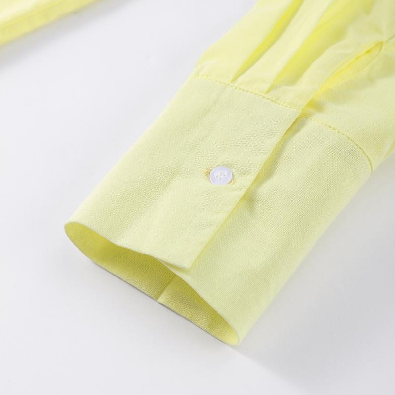 Sommer Freizeit Gelber Anzug Damen Locker Langärmeliges Hemd+Rock Mode 2-teiliges Set Pendler Rockset