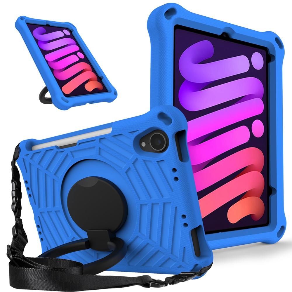 For Apple iPad mini 6 7 6th Gen 2021 2024 A17 Pro A2567 A2568 A2993 A2996 Case EVA Kids Safe Pull Ring Shockproof Shoulder Strap Stand Tablet Cover