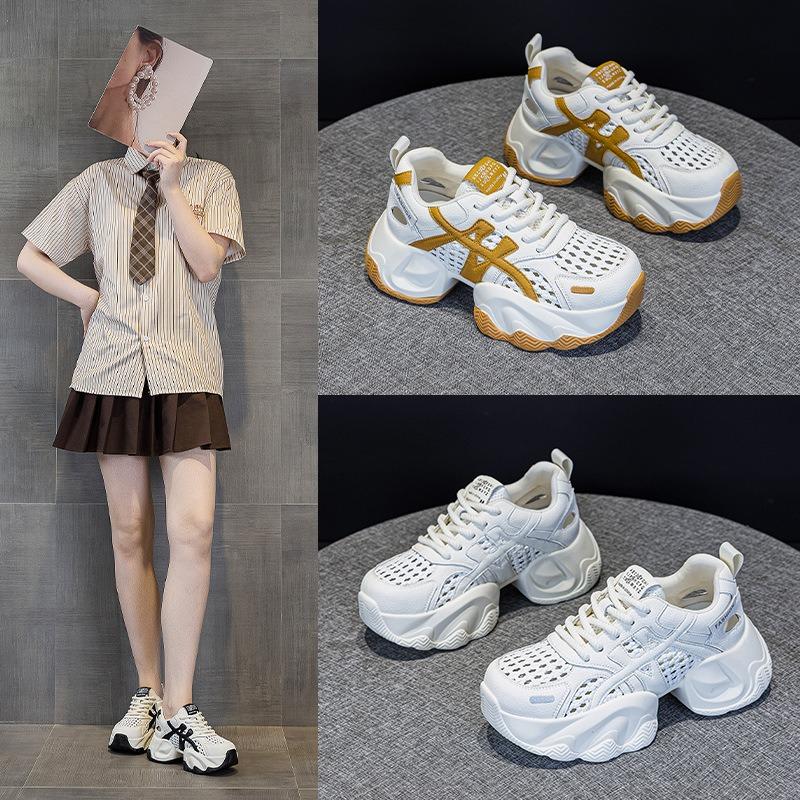 Hollow mesh dad shoes women's new summer versatile lightweight thick-soled heightening sneakers 2515