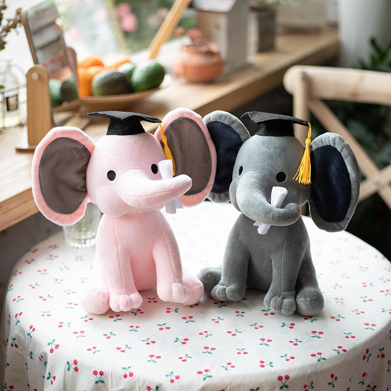 

Kawaii Graduated Elephant Toy Stuffed Plushie Animal Doll For Kids White Elephant Toys Cartoon For Girls Cute Toys For Gift 25cm сірий колір