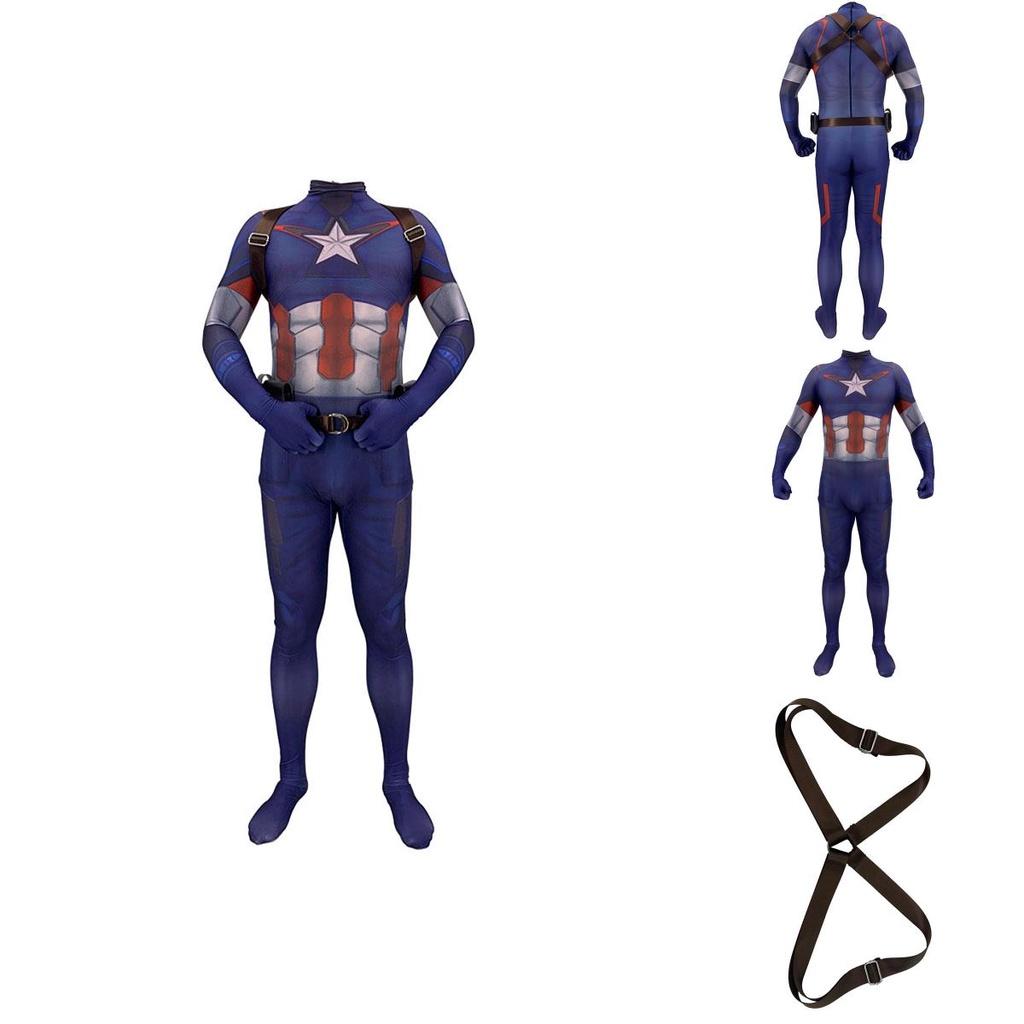 Och lättviktig Avengers Captain America Steve Rogers Zentai-kostym**