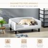Velvet Dog Sofa for Medium and Small Dogs with Cushion, Armrests and Backrest, 82x54x36 Cm, Light Grey