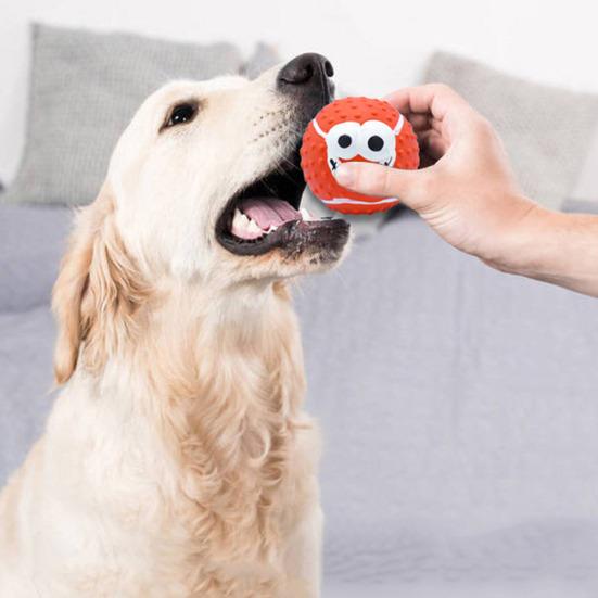 Sports Ball Dog Chew Toy Bite Resistant Boredom Stress Relief Squeaky Latex Football Soccer Tennis Teething Cleaning Toy Pet Supplies