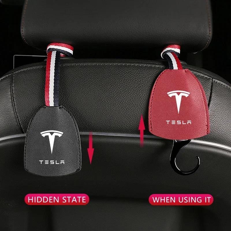 Car Sticker Tesla Car Seat Back Hook Holder Hanger Organizer Accessories For Teslas Model 3 Model S X Y Style Roadster Invader C