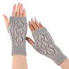 Short Hollow Leaf Gloves New Autumn and Winter Knitted Fingerless Wool Sleeves for Men and Women Warm Arm Covers