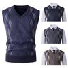 Gilet Caldo da Uomo Gilet per Autunno e Inverno Mezza Età Plus Pile Ispessito Pullover Senza Maniche Maglione Lavorato a Maglia
