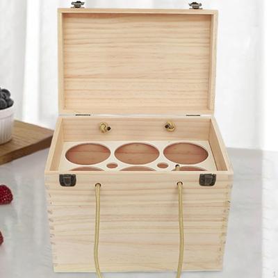 Caja de Madera para Botellas de Vino Capacidad para 6 Botellas Rústica Robusta Estuche de Transporte Soporte para Boda