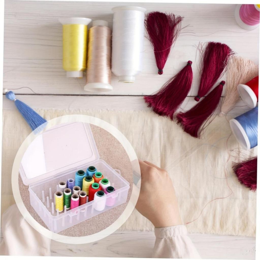 Sewing Thread Box 42 Pieces Spools Bobbin Carrying Case Container Holder Craft Spool Organizing Case Sewing Storage