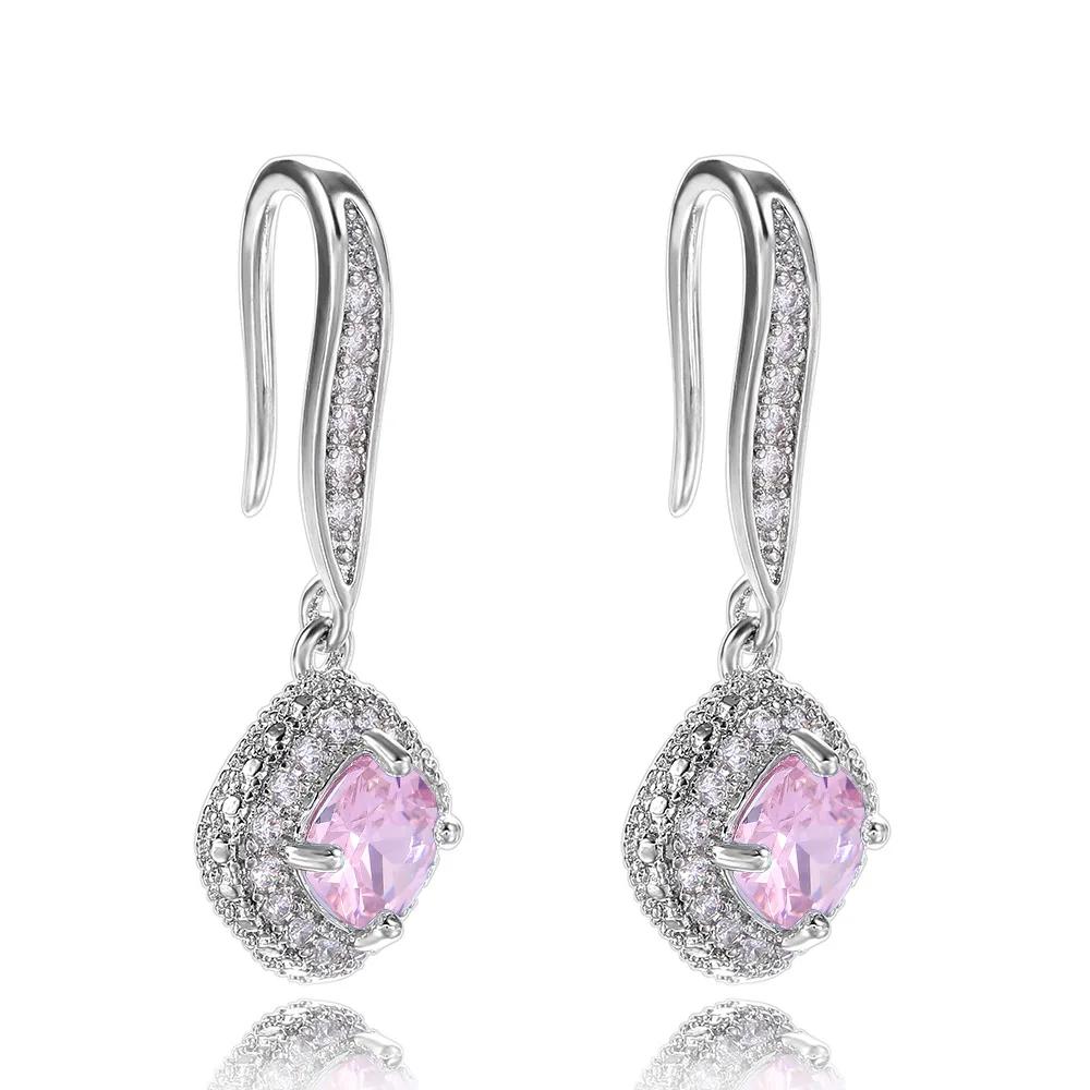 Exquisite Women'S Earrings Pink Zircon Romantic Wedding Accessories High End Anti Allergy And Beautiful Engagement Jewelry