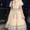 Girls Summer Sweet Pastoral Lace Bow Princess Dress Medium Large Kids Daily Fairy Skirt