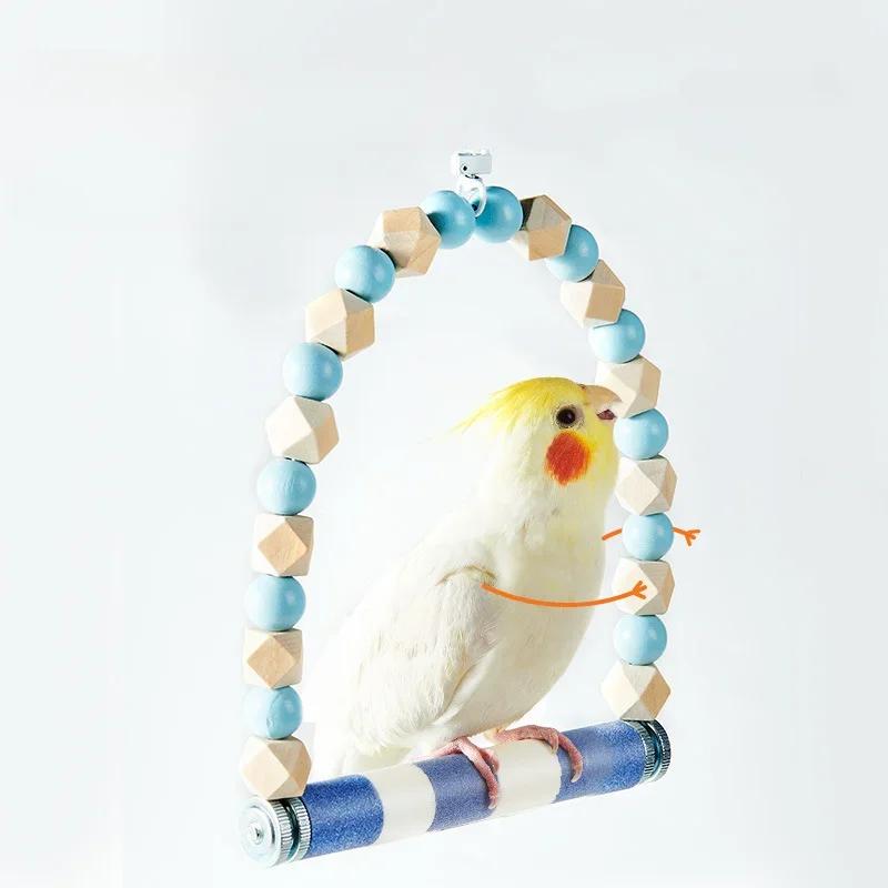 Bird Bite Toy Parrot Station Pole Grinding Claws Molar Stand Bird Swing Training Interactive Products Bird Cage Nest Accessories