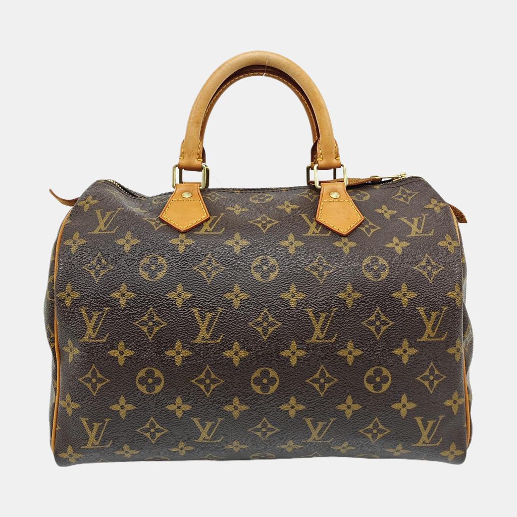 [Použité] Speedy 30 Elegantní Kompaktní Módní Dojíždějící Klasický Monogram Potahovaný Plátno S Koženým Lemem Polštářová Taška - Dobrý #1AWJA1L