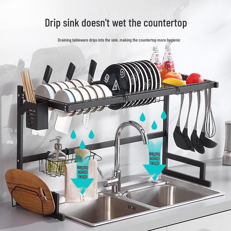 Multifunctional Kitchen Sink Organizer: Drying Rack for Dishes, Utensils, and Knife Holder