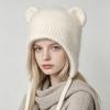 Autumn and Winter Wool Hat Versatile Warm Rabbit Hair Cold Hat Knitted Hat Female Cute Face Small Knitted Ear Hat