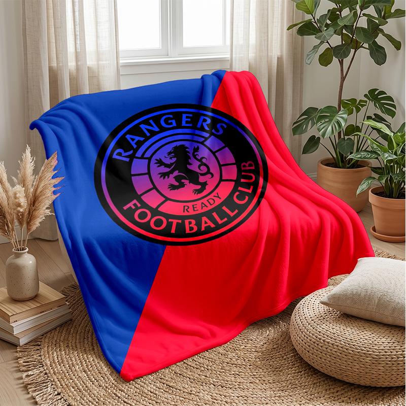 Rangers FC Weiche Flanell-Fleece-Decke Leicht Gemütlich Warm Überwurfdecke für Sofa Bett Heimdekoration