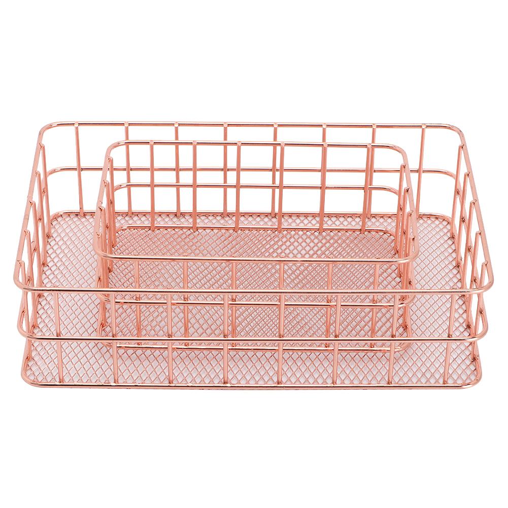 2pcs Multifunctional Household Iron Cosmetics Storage Fruit Holder Plate Container Basket Organizer