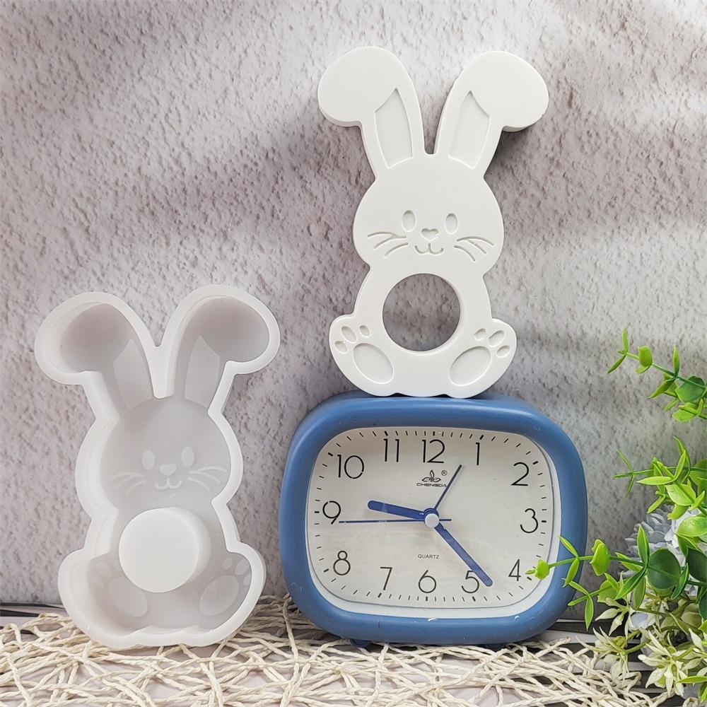 Easter Bunny Candle Silicone Mold DIY Rabbit Chocolate Ball Holder Mold Rabbit Plaster Epoxy Resin Mold Crafts Home Decor
