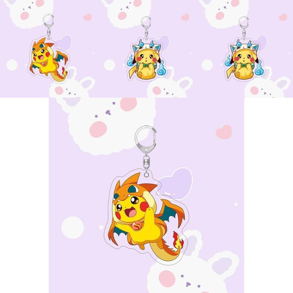 Pikachu Anime Keychain Laser Printed High-definition Acrylic For Decoration Gifts